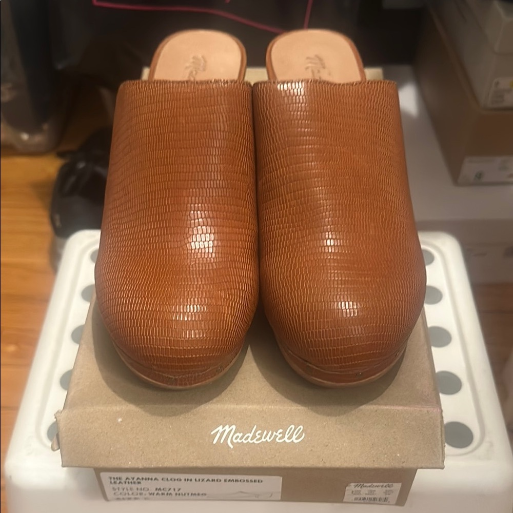 Madewell Women’s Ayanna Clog in Lizard Embossed Leather NWT Size 8